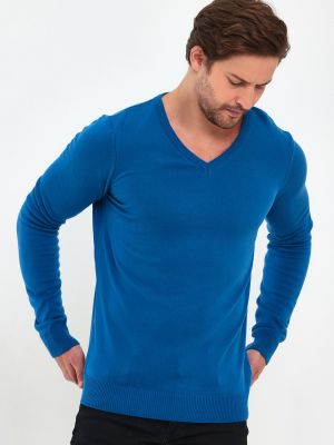Пуловер с v-образно деколте Lafaba синьо