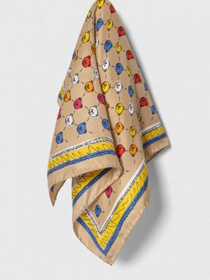 Бежевый шелковый платок Moschino