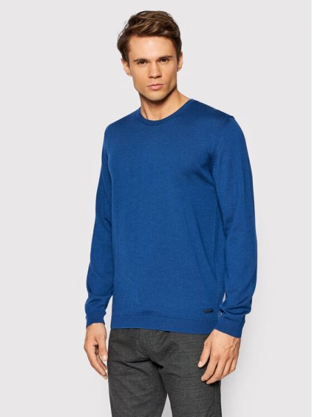 Sweter 55600/000/12540 Niebieski Regular Fit Pierre Cardin
