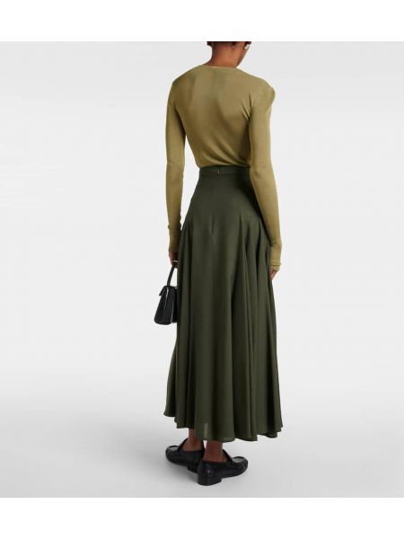 Vlnená dlhá sukňa Loro Piana zelená