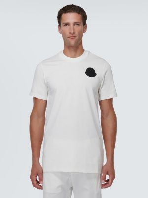 Koszulka bawełniana z dżerseju Moncler biała