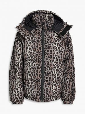 Леопардовая горнолыжная куртка с капюшоном с принтом Jetset коричневая