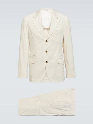 Bombažna ukrojena obleka Brunello Cucinelli bela