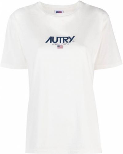 Bavlnené tričko s potlačou Autry biela