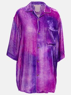 Žametna srajca iz rebrastega žameta Acne Studios vijolična