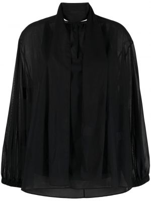 Przezroczysta bluzka bawełniana Akris czarna