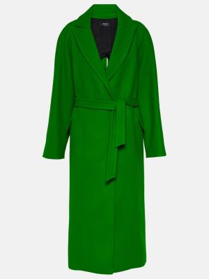 Шерстяное пальто A.p.c. зеленое