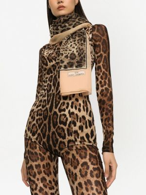 Raštuotas šilkinis šalikas leopardinis Dolce & Gabbana smėlinė