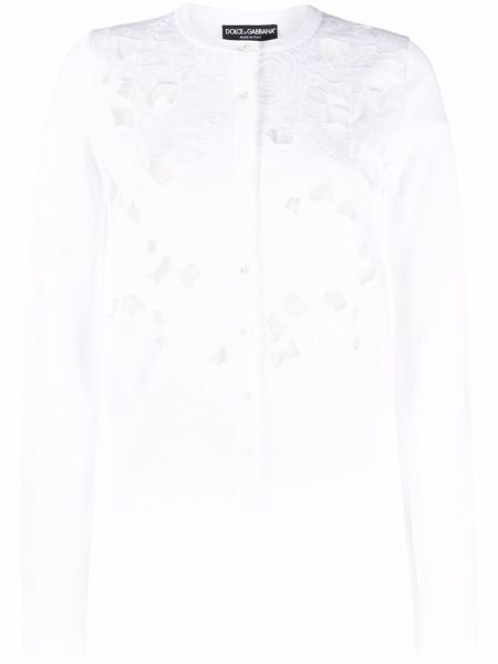 Prolamovaný květinový kardigan s výšivkou Dolce & Gabbana bílý