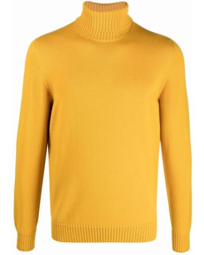 Jersey de lana merino de cuello vuelto de tela jersey Drumohr amarillo