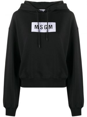 Raštuotas medvilninis džemperis su gobtuvu Msgm juoda