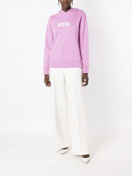 Kokvilnas kapučdžemperis ar apdruku Boss rozā