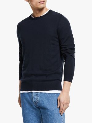 Шерстяной свитер из шерсти мериноса с круглым вырезом John Lewis синий