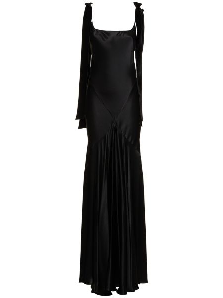 Černé saténové dlouhé šaty Nina Ricci