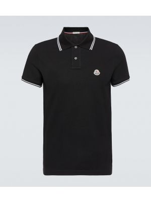 Medvilninis polo marškinėliai Moncler juoda
