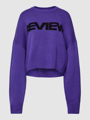 Dzianinowy sweter oversize Review Female fioletowy