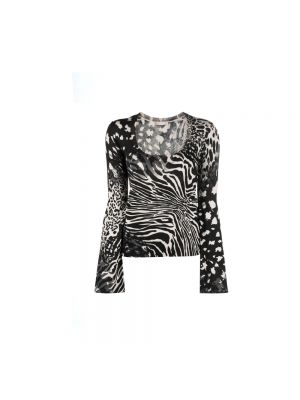 Bluse mit print mit v-ausschnitt mit zebra-muster Liu Jo schwarz