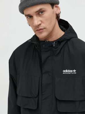 Adidas Originals rövid kabát férfi, fekete, átmeneti, oversize