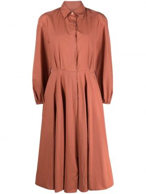 Πλισέ βαμβακερή φόρεμα σε στυλ πουκάμισο Forte_forte πορτοκαλί