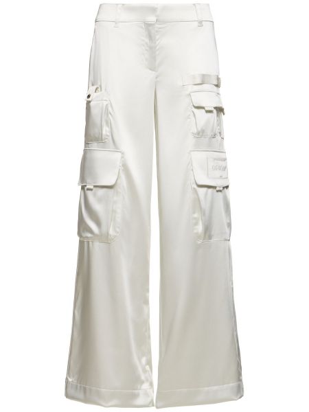 Pantaloni cargo di raso Off-white beige
