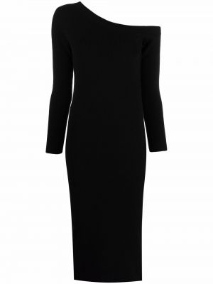 Sukienka z kaszmiru asymetryczna Paula czarna