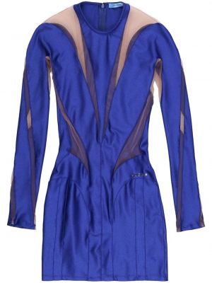 Dlouhé šaty s dlouhými rukávy Mugler - modrá