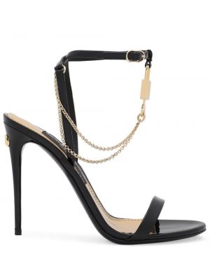 Sandały skórzane Dolce And Gabbana czarne
