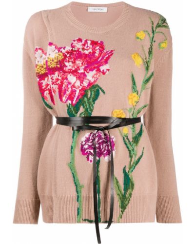 Jersey con bordado de flores de tela jersey Valentino rosa