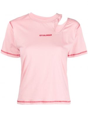 Памучна тениска Ottolinger розово
