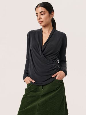 Блузка с запахом с длинным рукавом Soaked In Luxury черная