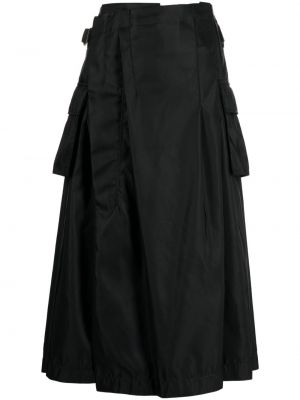 Plisovaná midi sukňa s vreckami Sacai čierna