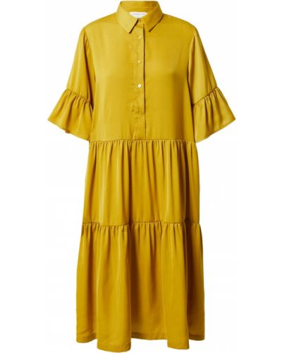 Jednofarebné priliehavé košeľové šaty s volánmi Rosemunde