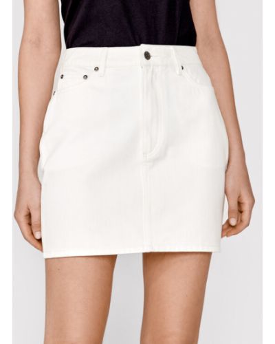 Priliehavá džínsová sukňa Simple biela