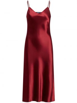 Slip on hedvábné večerní šaty Polo Ralph Lauren červené