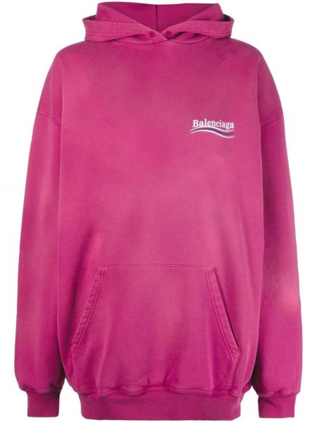 Różowa haftowana bluza z kapturem Balenciaga