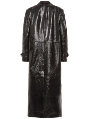 Oversized lakovaný kožený kabát Alessandra Rich černý