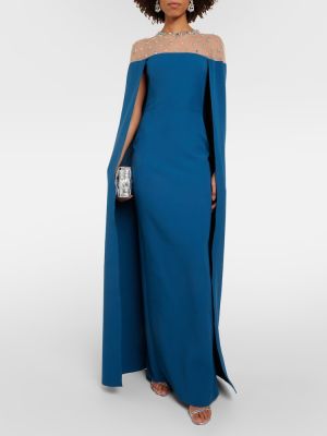 Siuvinėtas maksi suknelė Safiyaa mėlyna