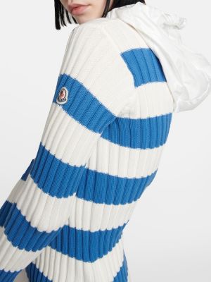 Pruhovaná bavlnená mikina s kapucňou Moncler modrá