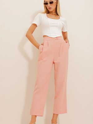 Spodnie relaxed fit Trend Alaçatı Stili różowe