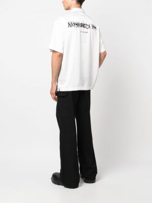 Satynowa koszula z nadrukiem Han Kjobenhavn biała