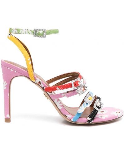 Floral hæler sandaler med reim Kurt Geiger London rosa