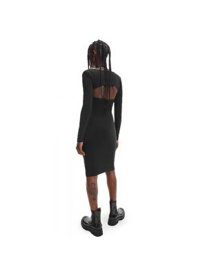 Sukienka mini z dekoltem w serek z długim rękawem Calvin Klein Jeans czarna