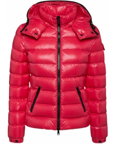 Nylónová páperová bunda na zips s perím Moncler - ružová