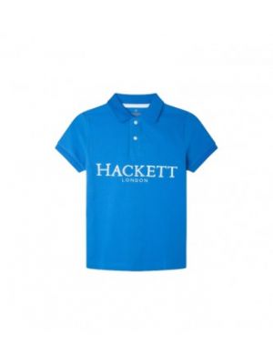 Polo en coton avec manches courtes Hackett London bleu