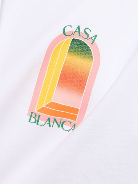 Hanorac cu glugă din bumbac cu gradient Casablanca alb