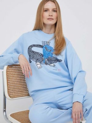 Bavlněná mikina s potiskem Lacoste modrá