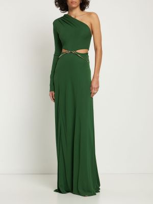 Rochie lunga din jerseu asimetrică drapată Victoria Beckham verde