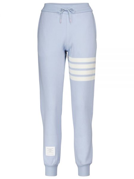 Pantaloni sport din cașmir din bumbac Thom Browne albastru