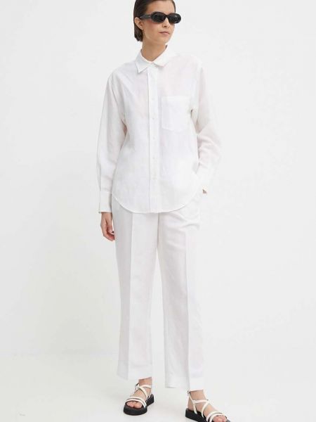 Białe proste spodnie z wysoką talią Calvin Klein