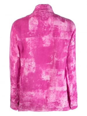 Lniana koszula z nadrukiem Destin różowa